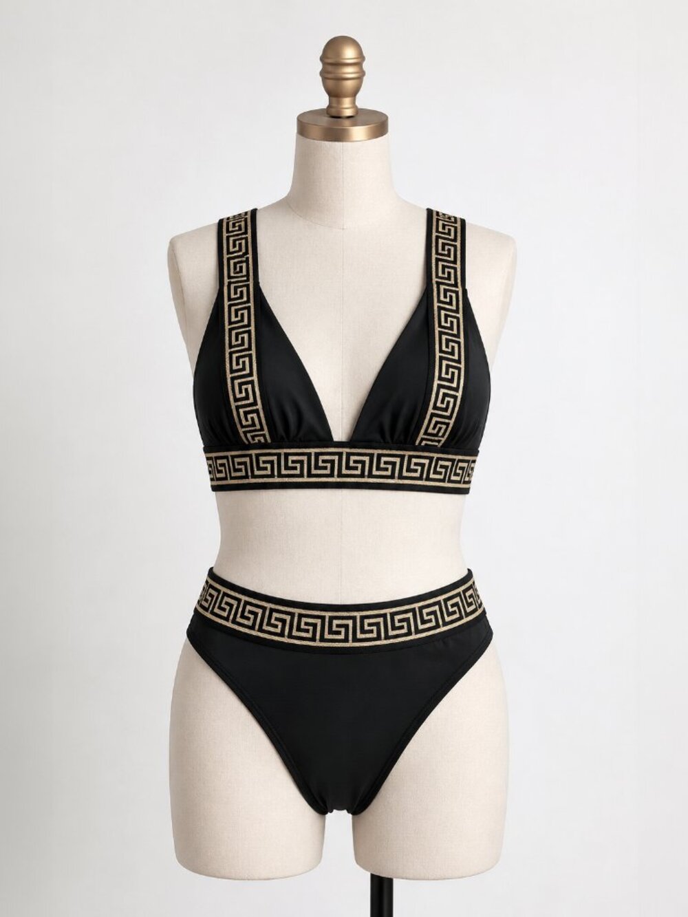 Black & Gold Two-Piece Bikini Set (Swimsuit)